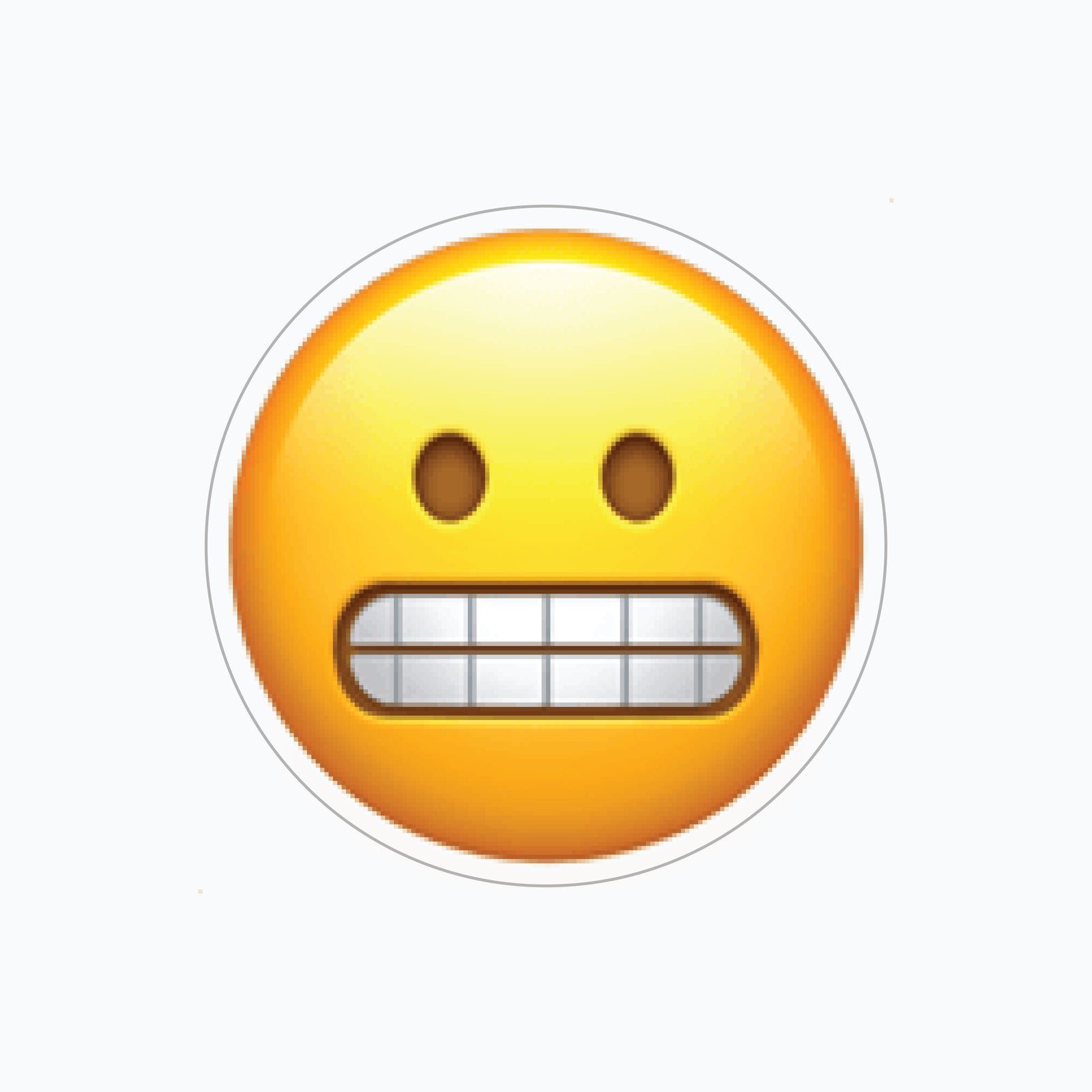grimacing