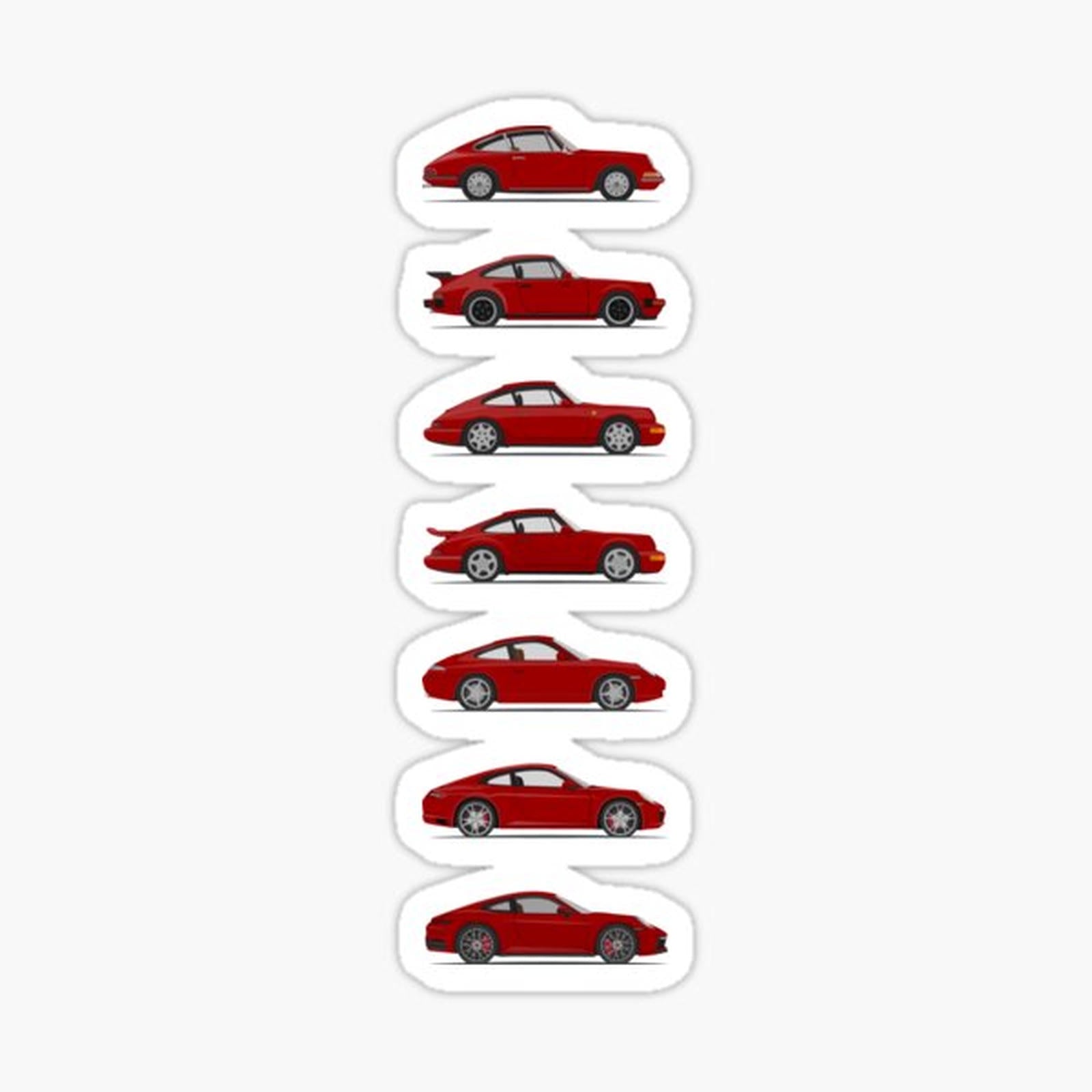 Seven Porsche 911 Models