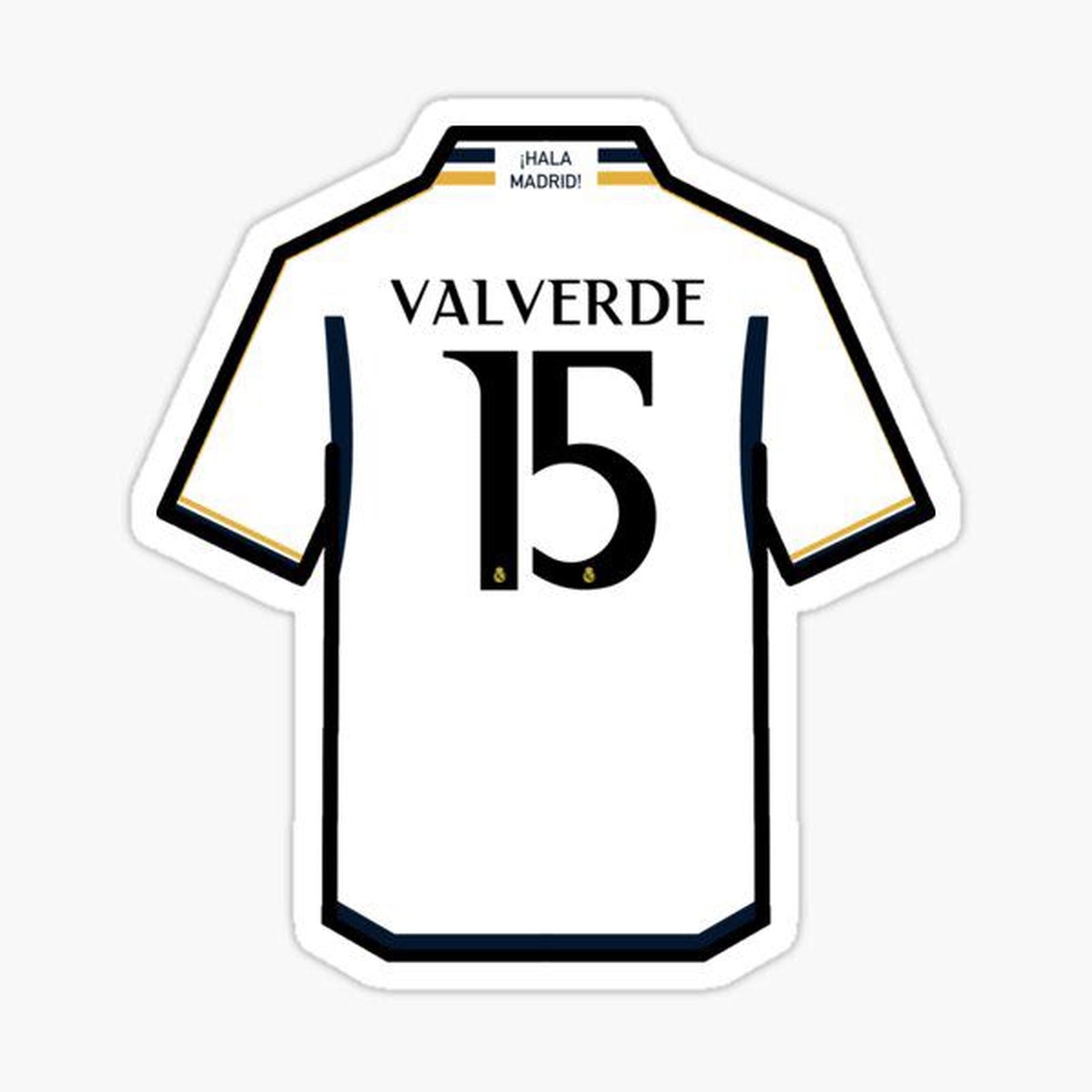 soccer jersey sticker with the number 15 on it in black and white colors